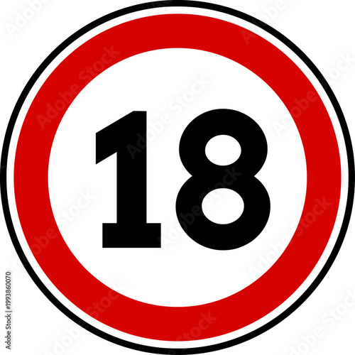 Speed limit sign of 18 kmh, Circle speed limit 18 sign vector