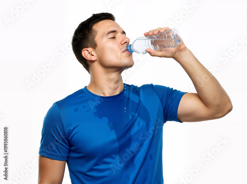 Drinking water, fitness and gym with a black man athlete taking a break from his exercise or workout routine. Training, health and wellness with a sporty male having a drink for hydration or recovery
