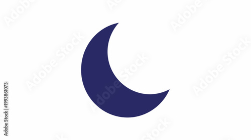 Minimalist dark blue crescent moon vector graphic on a clean white background. This abstract symbol is ideal for branding, app icons, and web design.