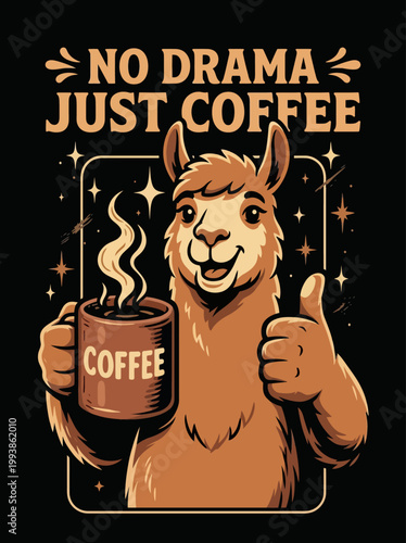 Llama Holding Coffee Cup High Five.