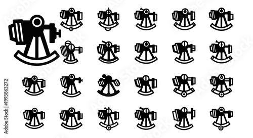 20 Telescope Icons, Black Vector Set, Astronomy Symbols, Space Exploration Graphics