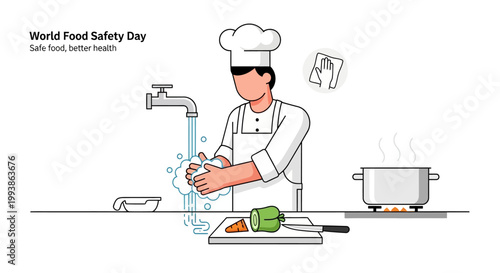 Chef washing hands for food safety on World Food Safety Day.