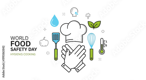 World Food Safety Day with hygienic cooking elements