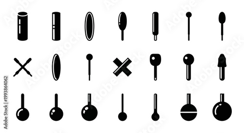 Black and white audio equipment icons, sound tool symbols, music instrument graphics, vector soundboard controls