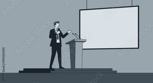 Professional businessman delivering a presentation at a conference.