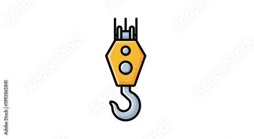 Industrial crane hook and pulley block system illustration for heavy lifting