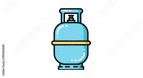 Blue Gas Cylinder Icon with Yellow Band Isolated on White Background