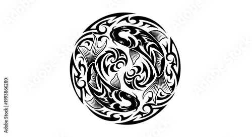 Black and white circular ornate pattern.