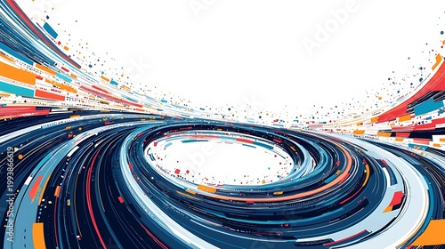 Whirlwind of Data: A captivating illustration that showcases the dynamic flow of information and interconnected networks, symbolizing the modern digital age.