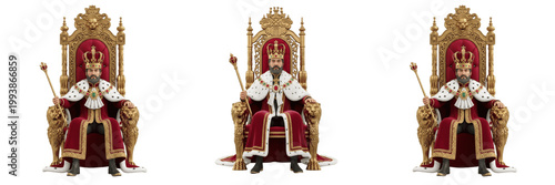 Bild auf Leinwand 3D King Character Sitting on Gold Throne for Leadership Power and Royal Authorit