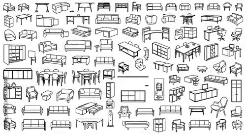 architectural furniture symbols and interior design vector icons for home and office floor plans a complete set for cad projects