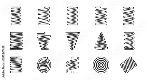 collection of different types of springs and coils vector illustrations