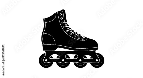 Minimal black silhouette icon, simple flat vector, bold black shape, no, no shading black silhouette of a roller skate on a, flat icon style