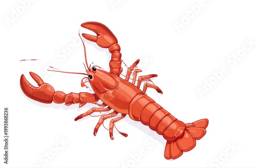 Vibrant red lobster with detailed claws and antennae posed