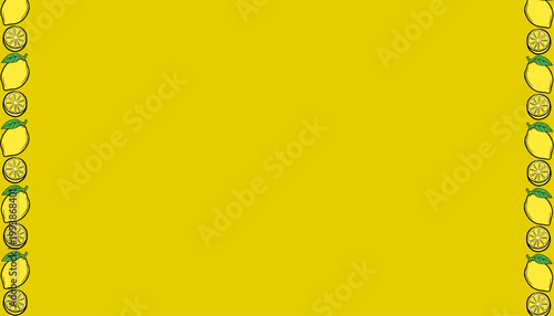 Lemon Background illustration. Citrus fruit repeat background. Slice outline minimal style. Fresh summer texture design. Food wrapping surface.