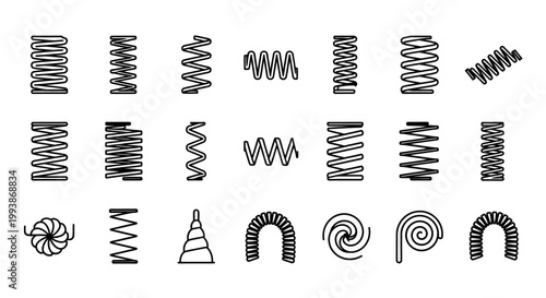 collection of various spring coil designs and shapes isolated on white background