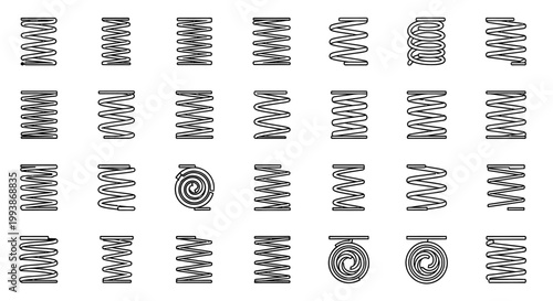 collection of various types of spring coil icons illustrating different mechanical designs
