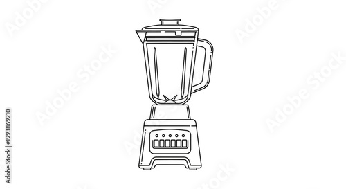 Simple Line Art Drawing of a Modern Kitchen Blender Appliance.