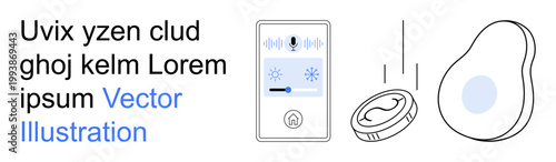 Smart homes, voice assistants, IoT, modern devices, connectivity, futuristic living. ion of a smart device, sound wave icon and tech-inspired symbols. Smart homes and voice assistants