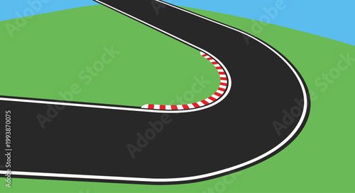 Racing cars compete on a curved track at Belmont Stakes event