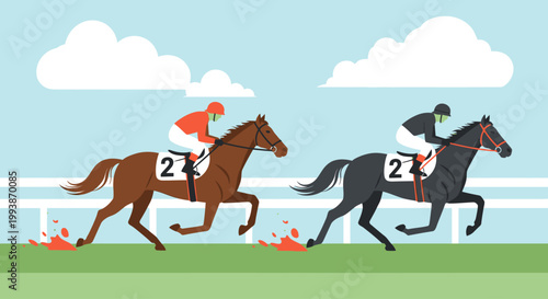 Horses Racing at Belmont Stakes Event on Green Track Field