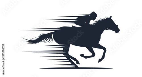 Racing horse and jockey compete in the famous Belmont Stakes event