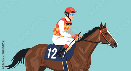 Belmont Stakes racing horse jockey competition event illustration