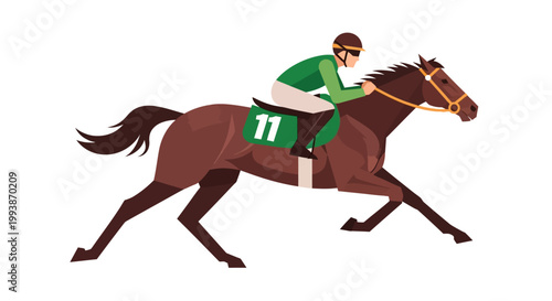 Racing jockey rides horse in Belmont Stakes competition event