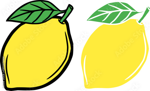 Doodle Lemon illustration. Citrus fruit . 