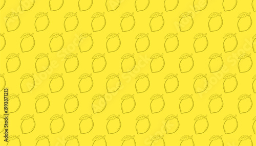 Lemon seamless pattern illustration. Citrus fruit repeat background. Slice outline minimal style. Fresh summer texture design. Food wrapping surface.