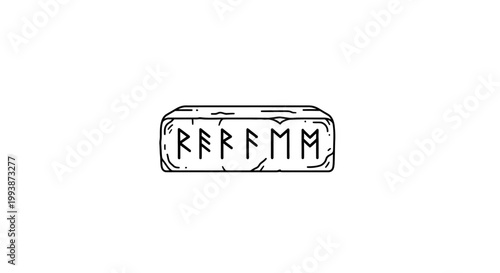 Ancient Rune Stone with Etched Symbols and Mysterious Markings.