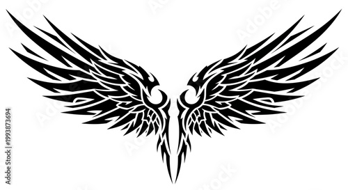 Black tattoo design of eagle wings.