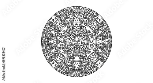 Aztec Calendar Stone Ancient Symbol.