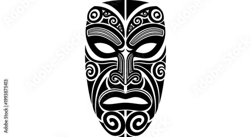 Traditional Maori Face Carved Mask.