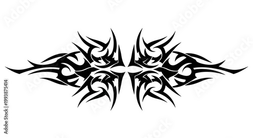 Black tribal tattoo design on white.