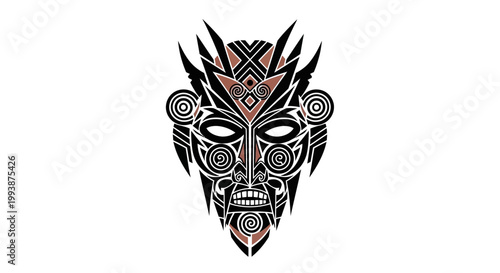 Decorative tribal mask with patterns.