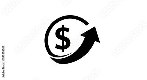 Dollar symbol with upward arrow icon signifying financial growth concept