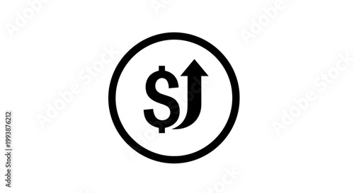 Dollar symbol with upward arrow representing financial growth concept