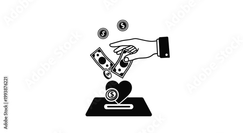 Donation concept hand giving money to charity box vector illustration