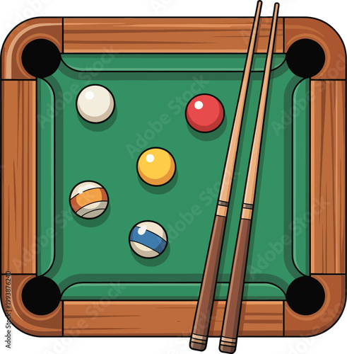 Cute cartoon a illustrator vector billiards