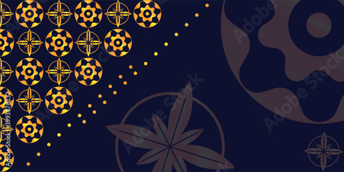 Abstract background of a golden game ball model with a blue base for sports competition banners and others. vector