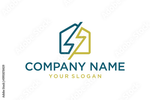 Free Download House and Lightning Bolt Logo for Electrical and Energy Services - GFXLoad