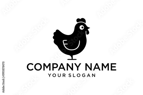 Minimalist Chicken Hen Silhouette Logo Template for Poultry Business