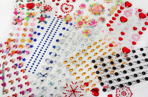 Big set of decorative stickers or decals for handcrafting, nails or patchwork.