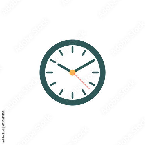 Clock icon displays a simple circular watch face with dark green border and thin hands design.