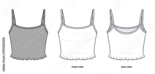 Foto Ruffle Hem Camisole Top Technical Fashion Illustration