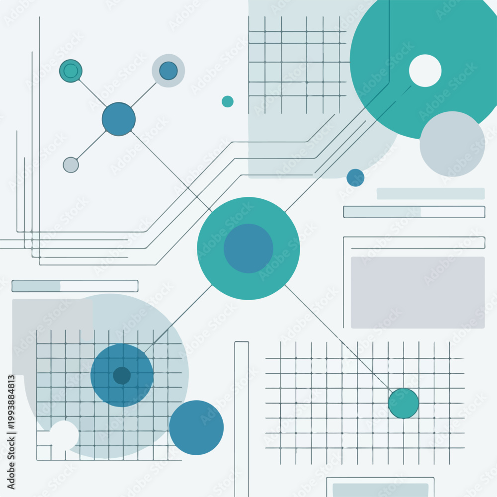 Fototapeta premium Modern Technology Abstract Background with UI Elements and Data Visualization Lines .eps
