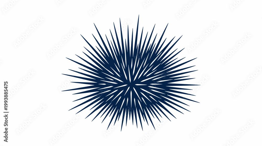Obraz premium Abstract Spiky Starburst Radial Pattern Dark Blue Shape White Background