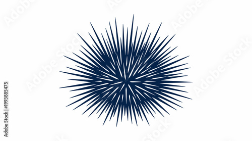 Abstract Spiky Starburst Radial Pattern Dark Blue Shape White Background