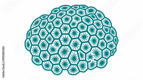 Coral Reef Abstract Hexagonal Pattern Illustration Suitable for Marine Environment Designs